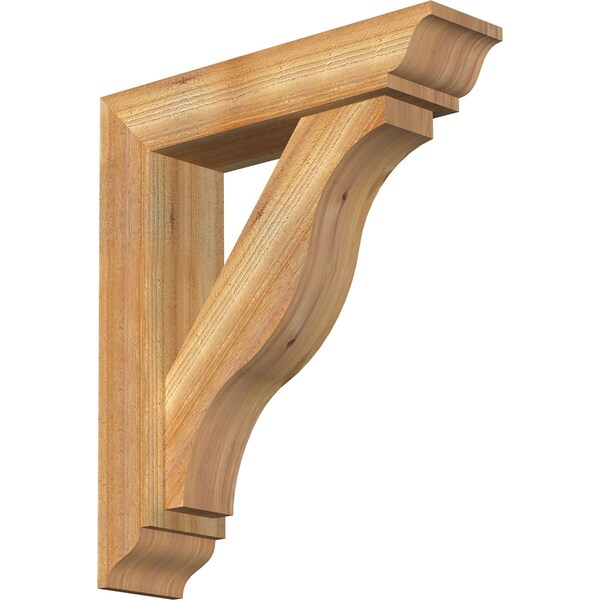 Ekena Millwork Funston Traditional Rough Sawn Bracket w/ Offset Brace, Western Red Cedar, 6"W x 24"D x 28"H BKT0604X24X28FST01RWR - main